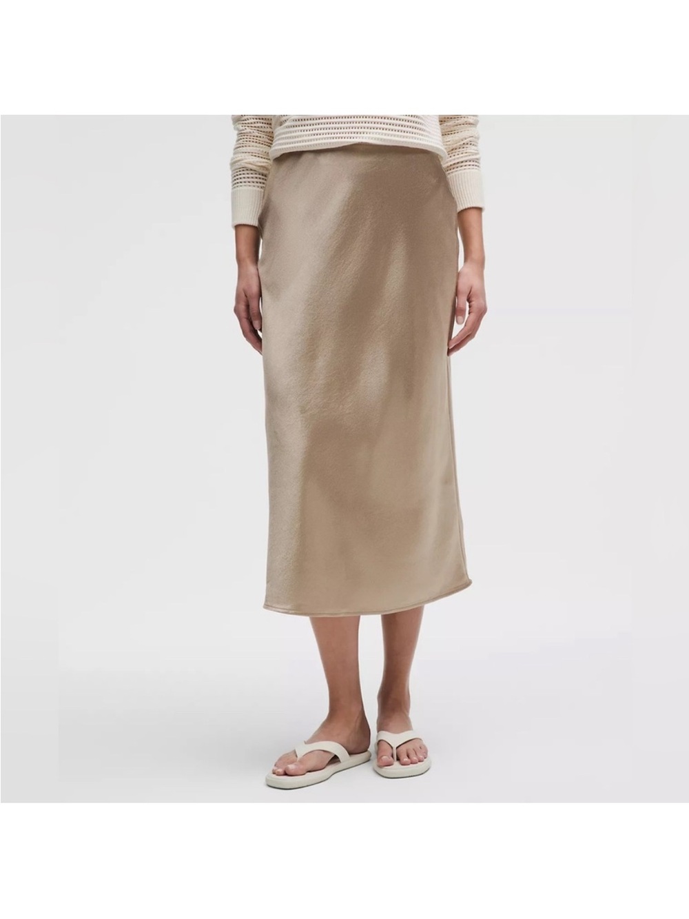 NWT Lululemon Beige Satin Midi Skirt- Size M